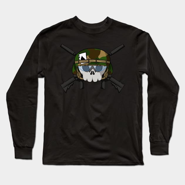 Military crew Jolly Roger pirate flag (no caption) Long Sleeve T-Shirt by RampArt